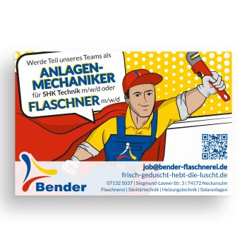 Mockup eines Plakats von Bender-Flaschnerei