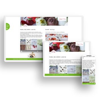 Mockup der Webseite von Cafe und Wein