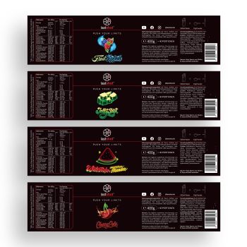 vier Etiketten von Lastshot